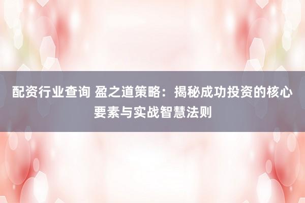 配资行业查询 盈之道策略：揭秘成功投资的核心要素与实战智慧法则