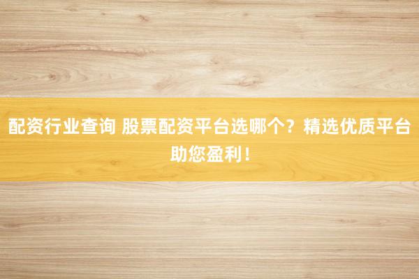 配资行业查询 股票配资平台选哪个？精选优质平台助您盈利！
