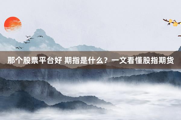 那个股票平台好 期指是什么？一文看懂股指期货
