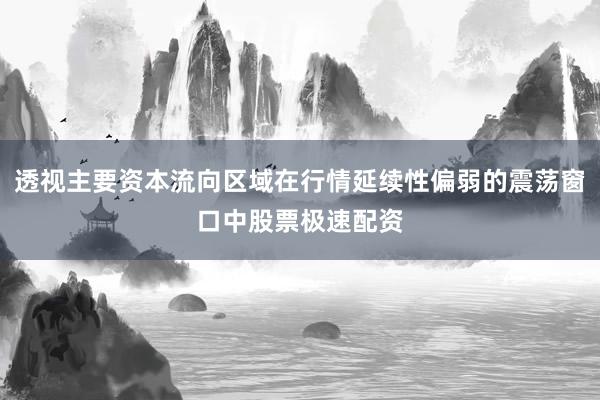 透视主要资本流向区域在行情延续性偏弱的震荡窗口中股票极速配资